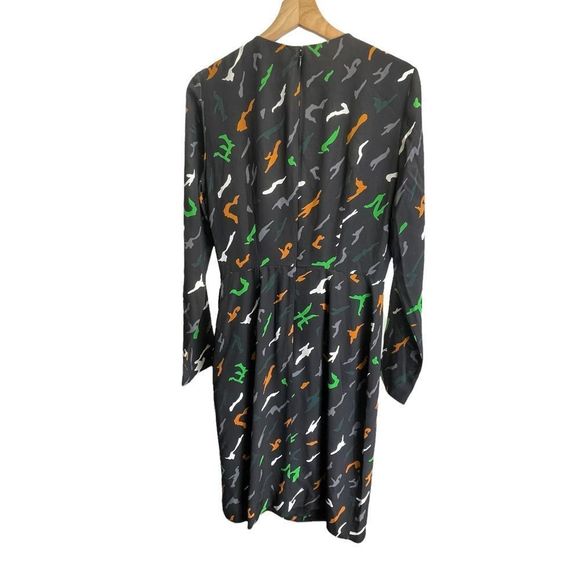 Givenchy Womens Size 4 US Dress 100% Silk Midi Wrap Printed Pattern Long Sleeve - Picture 6 of 14